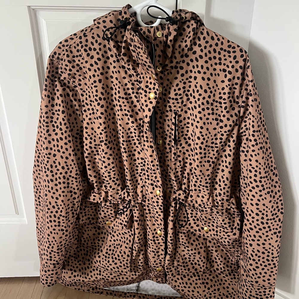 J. Crew Leopard Print Utility/Rain Jacket